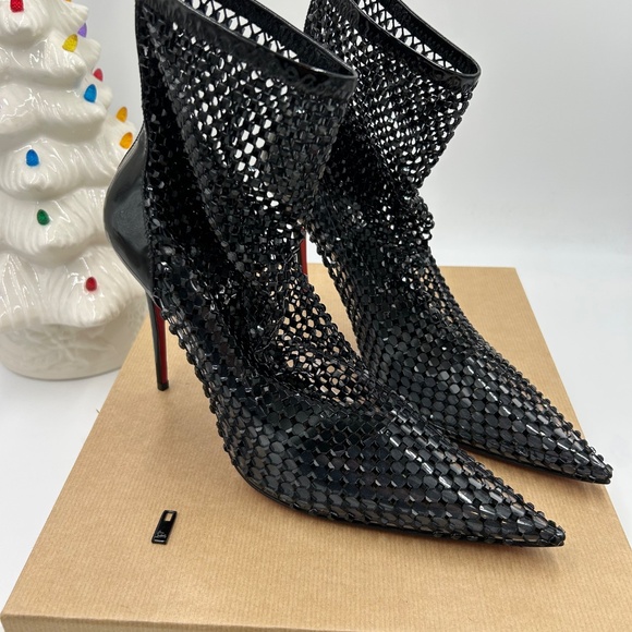 Women’s Christian Louboutin, Kate Max 100 crystal embellished mesh/patent 40 - Picture 4 of 13